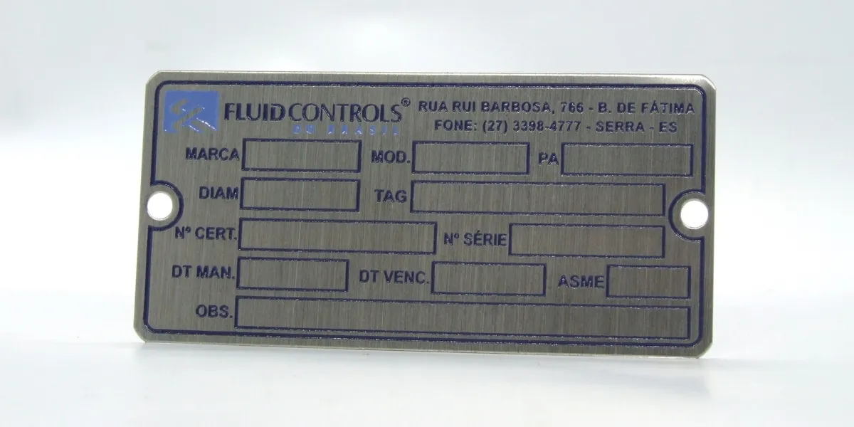 Página de produto: Plaqueta metálica de identificação